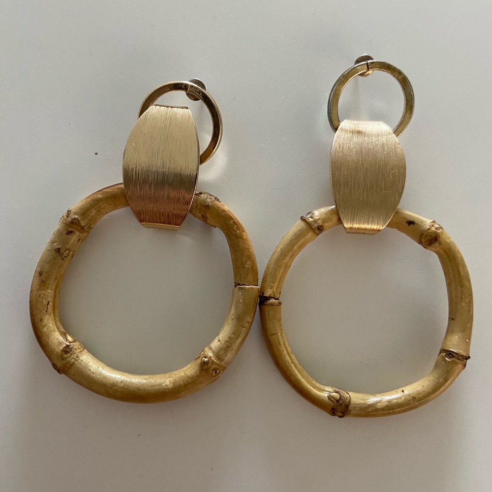 Gold Bamboo Hoop Earrings
